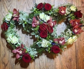 Rose and Orchid Double Heart