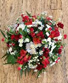 Red and white mixed posy