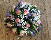 Lilac and pink rose and freesia posy