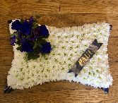 Blue and white cushion