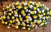 Yellow and white rose and carnation spray