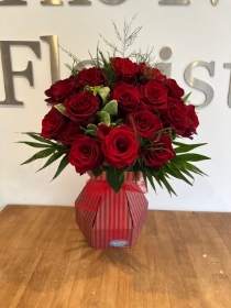 Red rose hand tied bouquet